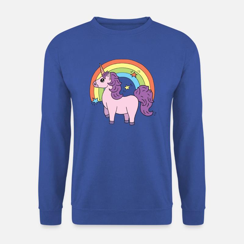 Einhorn Elsbeth vor einem Regenbogen - Unisex Pullover - Royalblau