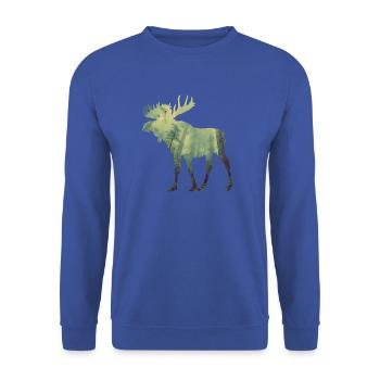 Moose in the forest - Unisex Sweatshirt - royal blue - Front - Alina (178cm) & Michal (187cm)