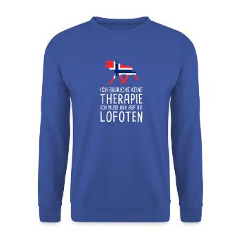 Keine Therapie Ich Muss auf die Lofoten Norwegen - Unisex Pullover - Royalblau - Vorne - Alina (178cm) & Michal (187cm)