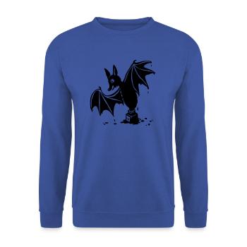 Fledermaus im Tuschenapf - Unisex Pullover - Royalblau - Vorne - Alina (178cm) & Michal (187cm)