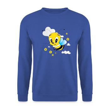 Sweet flying bee with clouds and flowers motive - Unisex Sweatshirt - royal blue - Front - Alina (178cm) & Michal (187cm)