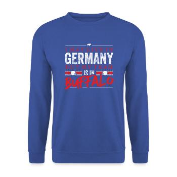 Buffalo Football Fans Germany - Unisex Pullover - Royalblau - Vorne - Alina (178cm) & Michal (187cm)