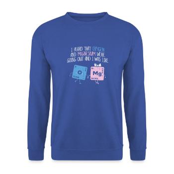 SCIENCE DE LA CHIMIE: CADEAU D'OXYGÈNE ET DE MAGNÉSIUM - Sweat-shirt Unisexe - bleu royal - Devant - Alina (178cm) & Michal (187cm)