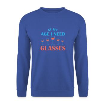 Vin Vieux Lunettes Cadeau Rengaine - Sweat-shirt Unisexe - bleu royal - Devant - Alina (178cm) & Michal (187cm)