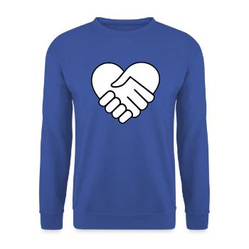 Hand in Hand Herz weiss - Unisex Pullover - Royalblau - Vorne - Alina (178cm) & Michal (187cm)