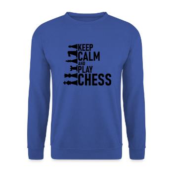 Schach - Unisex Pullover - Royalblau - Vorne - Alina (178cm) & Michal (187cm)