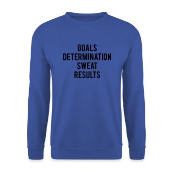 Goals Determination Sweat Results - Unisex Pullover - Royalblau - Vorne - Alina (178cm) & Michal (187cm)