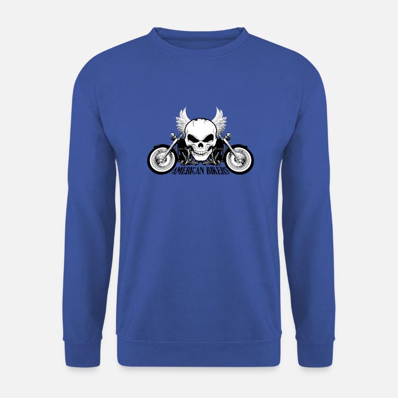 Amerikanischer Radfahrer-Motorrad-Zerhacker-Schädel-Radfahrer - Unisex Pullover - Royalblau