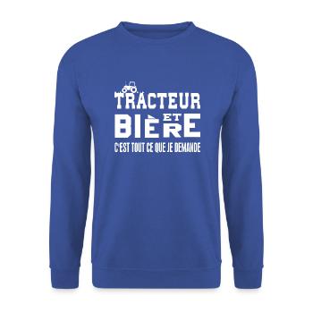 Tracteur c'est tout ce que je demande t-shirt - Sweat-shirt Unisexe - bleu royal - Devant - Alina (178cm) & Michal (187cm)