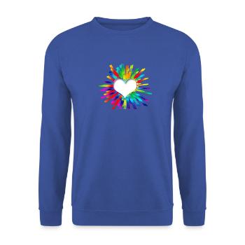 Herz Regenbogen - Unisex Pullover - Royalblau - Vorne - Alina (178cm) & Michal (187cm)