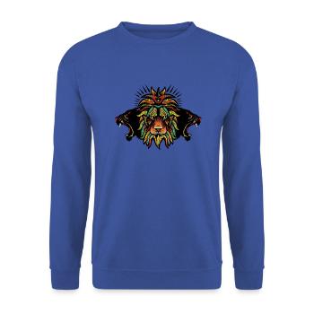 lion panthere fancy könig tier design kunst 606 - Unisex Pullover - Royalblau - Vorne - Alina (178cm) & Michal (187cm)