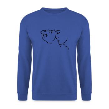 Kuss Hals Liebe - Unisex Pullover - Royalblau - Vorne - Alina (178cm) & Michal (187cm)