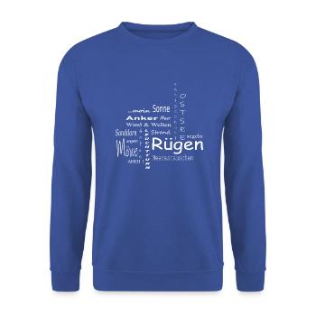 Rügen Ostsee Anker Möwe Ahoi! Sonne ...moin - Unisex Pullover - Royalblau - Vorne - Alina (178cm) & Michal (187cm)