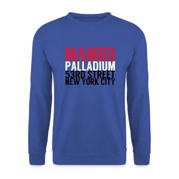 Mambo Palladium 53RD Street - Salsa Dance Shirt - Unisex Sweatshirt - royal blue - Front - Alina (178cm) & Michal (187cm)