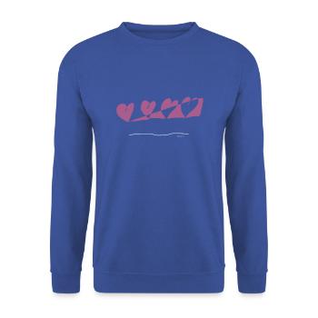 Dessin abstrait Coeurs entiers et entiers - Sweat-shirt Unisexe - bleu royal - Devant - Alina (178cm) & Michal (187cm)
