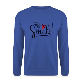 You Make Me Smile - Cute sweet saying with heart - Unisex Sweatshirt - royal blue - Front - Alina (178cm) & Michal (187cm)