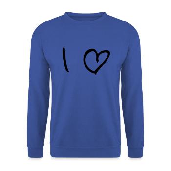 I Love - Unisex Pullover - Royalblau - Vorne - Alina (178cm) & Michal (187cm)