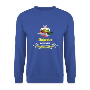 Obstgärtner Geburtstag Geburtstagsgeschenk Gärtner - Unisex Pullover - Royalblau - Vorne - Alina (178cm) & Michal (187cm)