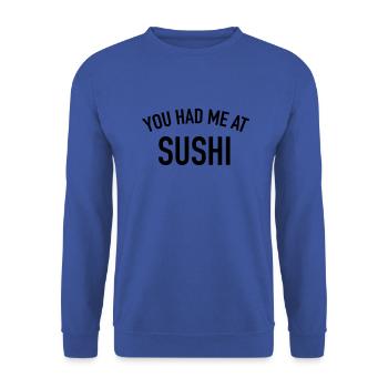You had me at Sushi - Unisex Sweatshirt - royal blue - Front - Alina (178cm) & Michal (187cm)