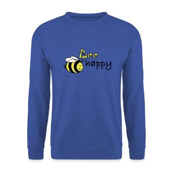 bee happy - Unisex Pullover - Royalblau - Vorne - Alina (178cm) & Michal (187cm)