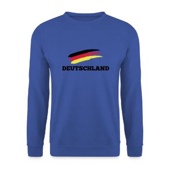 Deutschland Fan deutsch Flagge Fußball Geschenk - Unisex Pullover - Royalblau - Vorne - Alina (178cm) & Michal (187cm)