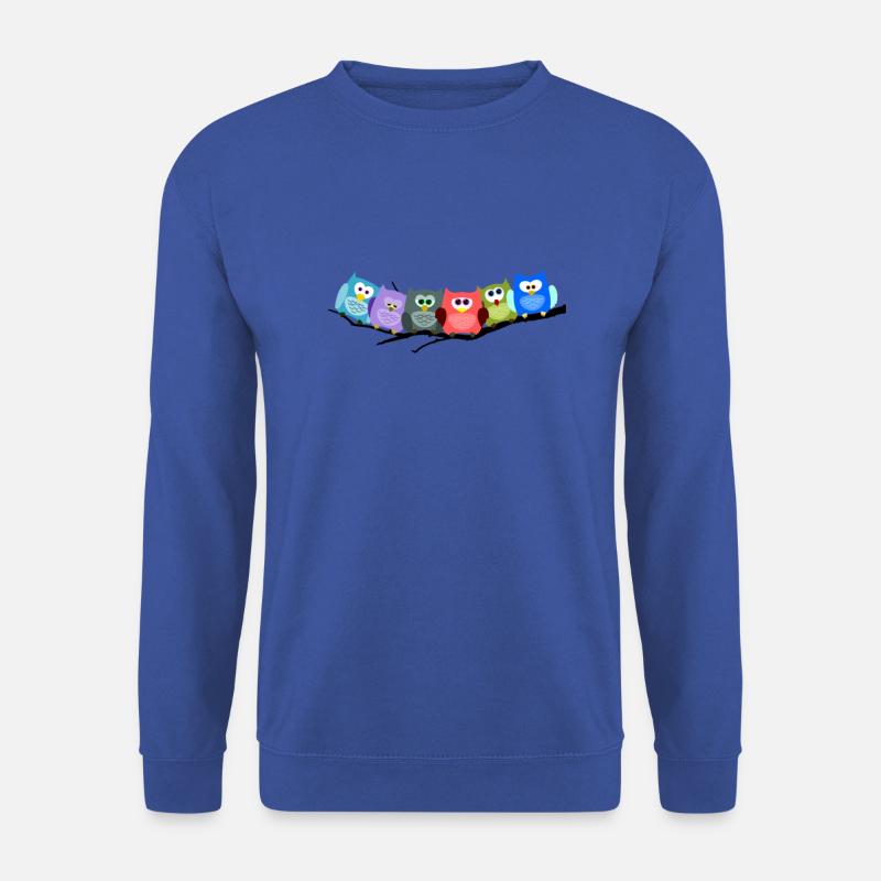Cooles buntes Eulen Motiv - Unisex Pullover - Royalblau