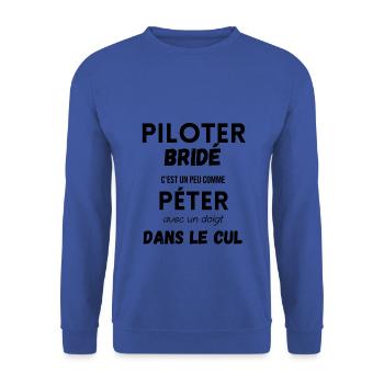 Pilote moto humour - Sweat-shirt Unisexe - bleu royal - Devant - Alina (178cm) & Michal (187cm)