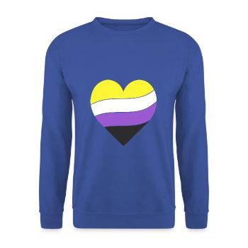 Nichtbinär Herz | Pride - Unisex Pullover - Royalblau - Vorne - Alina (178cm) & Michal (187cm)