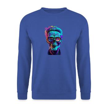 colorful skull - Unisex Pullover - Royalblau - Vorne - Alina (178cm) & Michal (187cm)