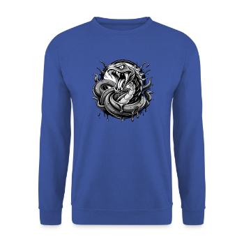 serpent noir et wihte - Sweat-shirt Unisexe - bleu royal - Devant - Alina (178cm) & Michal (187cm)