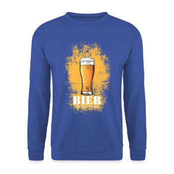 Bierliebe Glasdesign Bier Glas - Unisex Pullover - Royalblau - Vorne - Alina (178cm) & Michal (187cm)