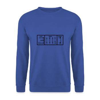 Schaltbild - Offroad - Unimog - Oldtimer - Unisex Pullover - Royalblau - Vorne - Alina (178cm) & Michal (187cm)