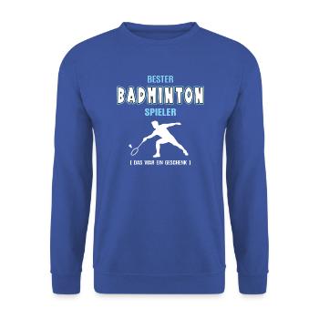 Bester Badminton Spieler Badmintonspieler - Unisex Pullover - Royalblau - Vorne - Alina (178cm) & Michal (187cm)