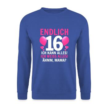 16e anniversaire - Sweat-shirt Unisexe - bleu royal - Devant - Alina (178cm) & Michal (187cm)