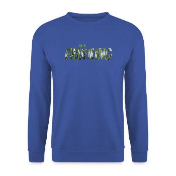 Frühling – Blumen Schriftzug mit Schneeglöckchen - Unisex Pullover - Royalblau - Vorne - Alina (178cm) & Michal (187cm)