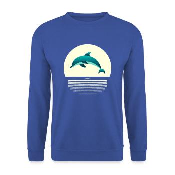 Delfin im Sprung - Unisex Pullover - Royalblau - Vorne - Alina (178cm) & Michal (187cm)