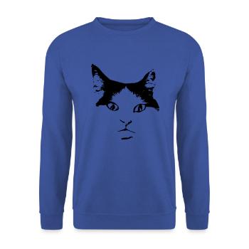 Katze - Unisex Pullover - Royalblau - Vorne - Alina (178cm) & Michal (187cm)