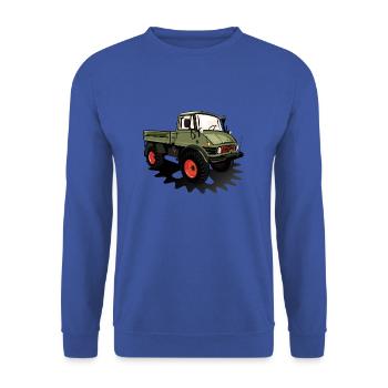 Unimog - Oldtimer - Offroad - Universal Motorgerät - Sweat-shirt Unisexe - bleu royal - Devant - Alina (178cm) & Michal (187cm)
