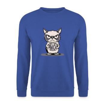 Chat agacé sans tasse - Morning Grouch - Sweat-shirt Unisexe - bleu royal - Devant - Alina (178cm) & Michal (187cm)