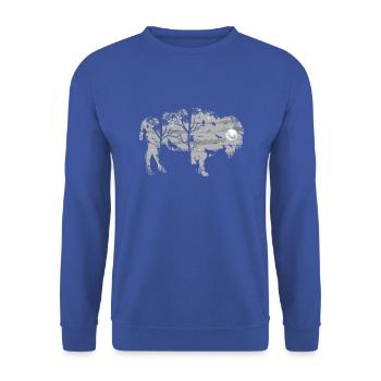 Bison sauvage - Sweat-shirt Unisexe - bleu royal - Devant - Alina (178cm) & Michal (187cm)