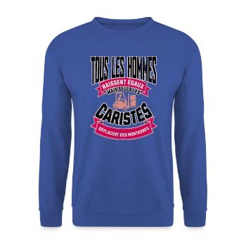 Seuls les caristes déplacent des montagnes - Sweat-shirt Unisexe - bleu royal - Devant - Alina (178cm) & Michal (187cm)