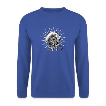 Astronaut auf BMX - Unisex Pullover - Royalblau - Vorne - Alina (178cm) & Michal (187cm)