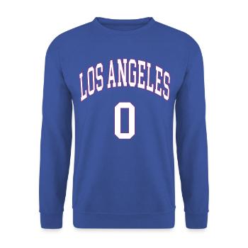 Los Angeles 0 - Unisex Pullover - Royalblau - Vorne - Alina (178cm) & Michal (187cm)