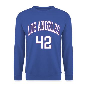 Los Angeles 42 - Unisex Pullover - Royalblau - Vorne - Alina (178cm) & Michal (187cm)