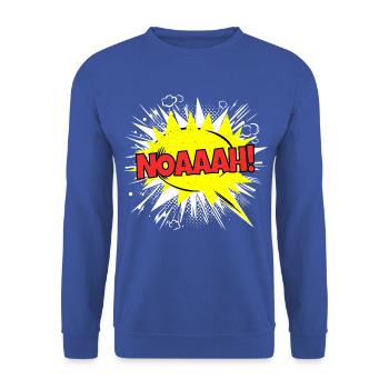 Noah Name Lustige Sprechblase Noaaah! - Unisex Pullover - Royalblau - Vorne - Alina (178cm) & Michal (187cm)