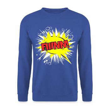 Finn nom drôle bulle de dialogue Fiiinn ! - Sweat-shirt Unisexe - bleu royal - Devant - Alina (178cm) & Michal (187cm)