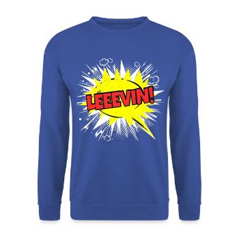 Levin Name Lustige Sprechblase Leeevin! - Unisex Pullover - Royalblau - Vorne - Alina (178cm) & Michal (187cm)