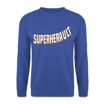 Super Hérault t-shirt personnalisé fun Héros du 34 - Sweat-shirt Unisexe - bleu royal - Devant - Alina (178cm) & Michal (187cm)