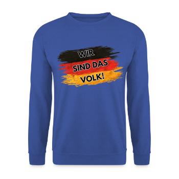 WIR SIND DAS VOLK - Unisex Pullover - Royalblau - Vorne - Alina (178cm) & Michal (187cm)