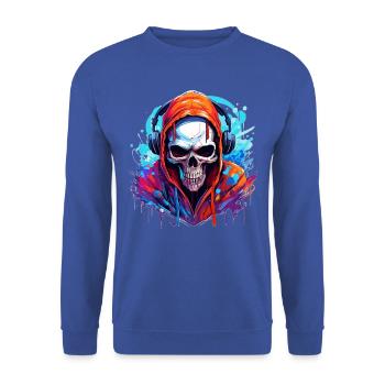 Skull - Raver - Unisex Sweatshirt - royal blue - Front - Alina (178cm) & Michal (187cm)